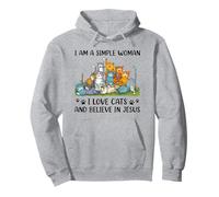 I Am A Simple Woman I Love Cats And Believe In Jesus Pullover Hoodie