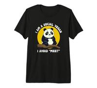 I Am A Social Vegan I Avoid Meet Panda Quote Pun Fun Premium T-Shirt