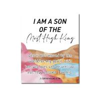 I Am A Son Of The Most High King 2 Corinthians 6:18 Children Wall Hanging,Bible Verse For Nursery Christian Kids Room Classroom Bedroom Sunday School Home Wall Decor Poster(12x18inch(30x45cm))
