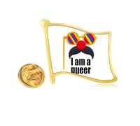I Am A Transgender LGBT Rainbow Golden Metal Flag Lapel Pin Badge