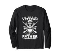 I Am A Veteran Like My Father Before Military Skull US Army Long Sleeve T-Shirt