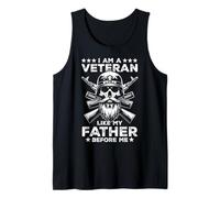 I Am A Veteran Like My Father Before Military Skull US Army Tank Top