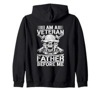 I Am A Veteran Like My Father Before Military Skull US Army Zip Hoodie