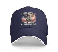 I Am A Veteran My Oath Never Expires Hats Veterans Day Baseball Cap Navy Blue