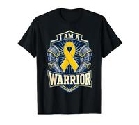 I Am a Warrior Childhood Cancer Armor Crest Value Graphic T-Shirt, Men, Black, XL