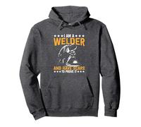 I Am A Welder And Have Scars To Prove It Funny Welding Pullover Hoodie, Adult Unisex, Dark Heather Grey, Large