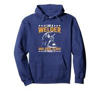I Am A Welder And Have Scars To Prove It Funny Welding Pullover Hoodie, Adult Unisex, Navy Blue, Medium