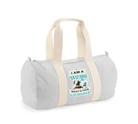 I Am A Wizard What’s Your Superpower - Funny Wizard Gift, Magic Quote, Novelty Fantasy, Barrel Bag, Holdall Zip Sports Duffle Bag. (Light Grey)