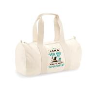 I Am A Wizard What’s Your Superpower - Funny Wizard Gift, Magic Quote, Novelty Fantasy, Barrel Bag, Holdall Zip Sports Duffle Bag. (Natural)