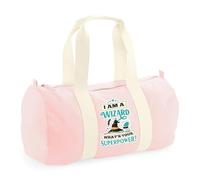 I Am A Wizard What’s Your Superpower - Funny Wizard Gift, Magic Quote, Novelty Fantasy, Barrel Bag, Holdall Zip Sports Duffle Bag. (Classic Pink)