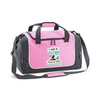 I Am A Wizard What’s Your Superpower - Funny Wizard Gift, Magic Quote, Novelty Fantasy, Locker Bag, Plain Holdall Bag. (Pink Grey)