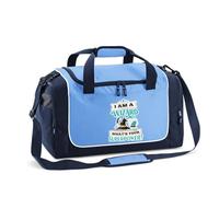 I Am A Wizard What’s Your Superpower - Funny Wizard Gift, Magic Quote, Novelty Fantasy, Locker Bag, Plain Holdall Bag. (Sky Blue Navy White)