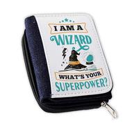 I Am A Wizard What’s Your Superpower - Funny Wizard Gift, Magic Quote, Novelty Fantasy, Women’s Denim Coin Wallet.
