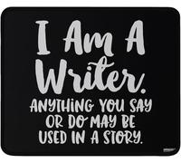 I Am A Writer Mousepad, Black with White Text, Anti-Slip Rubber Base, 9.5x7.9 Inches, Washable Design, Blogger Copy Writing Gaming Mouse Pad