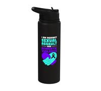 I am Against Sexual Assault and Domestic Violence Stainless Steel Insulated Water Bottle