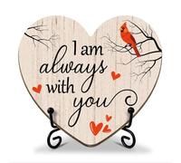 I Am Always With You Cardinal Decor - Sympathy Gifts for Loss of Loved One Mom Dad Wood Heart Keepsake Funeral Remembrance Celebration of Life Decorations Bereavement Condolences Grief Gift -FS400