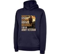 I Am an Army Veteran Hoodie Lest We Forget Army War Soldier Veterans Remembrance Day Proud Veterans Troops UK Armed Forces Gift For Friends Kids and Adults Unisex Gift Top (4XL, Navy)