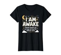 I am Awake Please Respect My Privacy Funny Introvert Quote Value Graphic T-Shirt, Women, Black, S