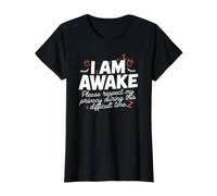 I am Awake Please Respect My Privacy Funny Tired mom Quote Value Graphic T-Shirt, Women, Black, XL