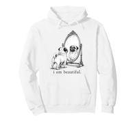 I Am Beautiful Funny Pug Mirror Reflection Dog Art Design Pullover Hoodie