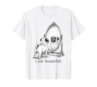 I Am Beautiful Funny Pug Mirror Reflection Dog Art Design Value Graphic T-Shirt