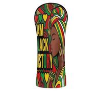I Am Black History African Womens Golf Head Cover Set Pu Leather with Interchangeable No. Tags for Driver Fairway Wood Hybrid
