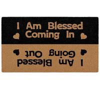 I Am Blessed Coming in and Going Out Christian Welcome Doormat, Bible Verse Front Door Mat Indoor Outdoor Entrance, Farmhouse Scripture Faux Coir Religious Rugs for Patio Entry Home Decor 30x17in
