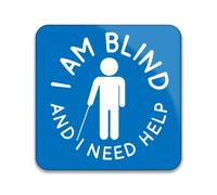 I Am Blind and Need Help Blue Pack of 10 Square Stickers - 55mm x 55mm
