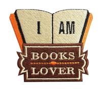 I am Books Lover Patch,Book Lovers Patch, Embroidered Iron on Sew on Patch Badge for Clothes etc. 8x7cm