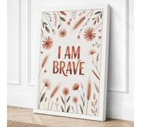 I Am Brave Botanical Canvas Wall Art Print 18x12 Inch (46 x 30 cm)