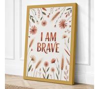 I Am Brave Botanical Canvas Wall Art Print 18x12 Inch (46 x 30 cm)