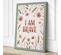 I Am Brave Botanical Canvas Wall Art Print 24x16 Inch (61 x 41 cm)
