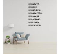 I Am Brave,I Am Kind,I Am Helpful,I Am Grateful,I Am Smart,I Am Strong,I Am Loved,I Am Enough Wall Decals Wall Decals Inspirational Wall Stickers Inspirational Sayings for Home School Wall Decorations