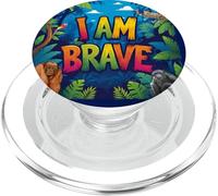 I AM BRAVE JUNGLE WILD ANIMAL PRESENT FOR BRAVERY PopSockets PopGrip for MagSafe