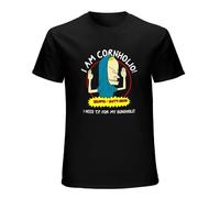 I Am Cornholio Beavis Scary Art Beavis and Butt Head I Need T P for My Bunghole Mens T-Shirt Fashion Casual Unisex Black Tee L