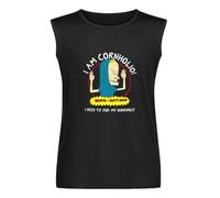I Am Cornholio Beavis Scary Art Gift Men Beavis and Butt Head I Need T P for My Bunghole Men's Vests Tank Tops O-Neck 100% Cotton Undershirts Unisex Sleeveless T-Shirt L Black