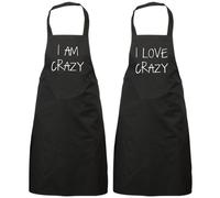 I Am Crazy I Love Crazy Black Apron Set 60 SECOND MAKEOVER Black One Size