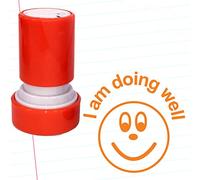 I am Doing Well, Self-Assessment, Teacher Stamp. Self-Inking, 22mm, Reinkable, Quality Stamper for Marking. Orange Ink*