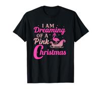I Am Dreaming of A Xmas with Pink Christmas Flamingo Pajamas T-Shirt