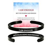 I Am Enough Mantra Cuff Bracelet for Women | BUT I'VE FCKING HAD ENOUGH Stainless Steel Inspirational Engraved Bangle, Strength Bracelet Motivational Jewelry Gift for Her
