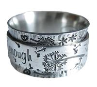 I Am Enough Silver Meditation Dandelions Ring Letter Ring Hand Jewelry Clever treatment
