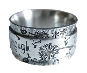 I Am Enough Silver Meditation Dandelions Ring Letter Ring Hand Jewelry Strong and Long-Lasting