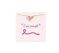 I Am Enough To Defeat Breast Cancer Necklace For Woman, Pink Chrome Heart Pendant Never Gives Up Consciousness Relieves Stress Inspirational Gift Jewelry., Cubic Zirconia, No Gemstone