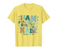 I am Fearfully & Wonderfully Made Retro Bible Verse T-Shirt, Men, Lemon Yellow, X-Large