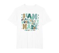 I am Fearfully & Wonderfully Made Retro Bible Verse T-Shirt, Men's Big and Tall, White, 4X Tall