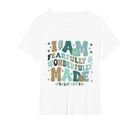 I am Fearfully & Wonderfully Made Retro Bible Verse T-Shirt, Women's Plus, White, 6X