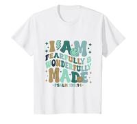 I am Fearfully & Wonderfully Made Retro Bible Verse T-Shirt, Youth, White, 3T