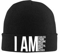 I Am Fearless, I Am Strong, I Am Blessed Warm Hats Elastic Knitted Beanie Universal Ski Hat for Toboggan Hiking Men