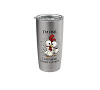 I Am Fine I Just Need Seven More Coffees Funny Chicken Tee Stainless Steel Insulated Tumbler