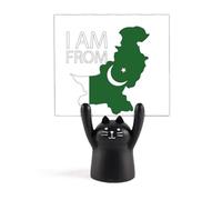 I Am from Pakistan National Flag Country Memo Holder Cartoon Black Cat Stand Decoration